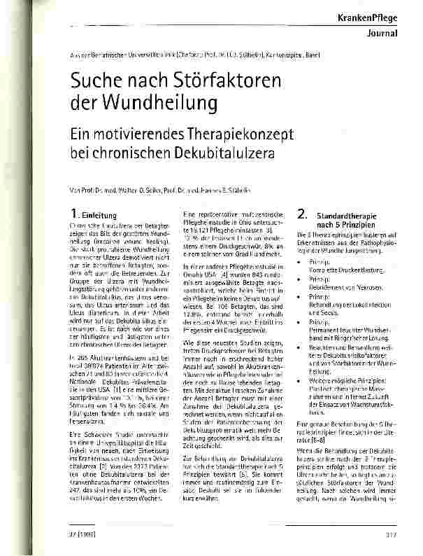 Vorschauseite 1: Suche nach Störfaktoren der Wundheilung