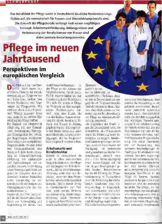 Vorschauseite 1: Pflege im neuen Jahrtausend Perspektiven im europäischen Vergleich