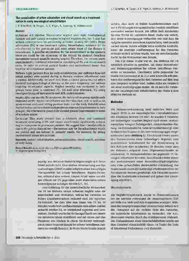 Vorschauseite 2: Die Kombination von Prismen-Adaptation und visueller Suche zur Behandlung des Neglekts in der Phase B der neurologischen Rehabilitation