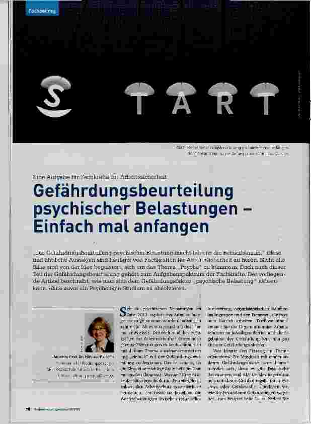 Vorschauseite 1: Gefährdungsbeurteilung psychischer Belastungen Einfach mal anfangen