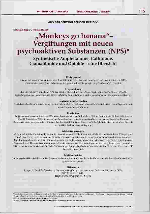 Vorschauseite 1: Monkeys go banana- Vergiftungen mit neuen psychoaktiven Substanzen (NPS)