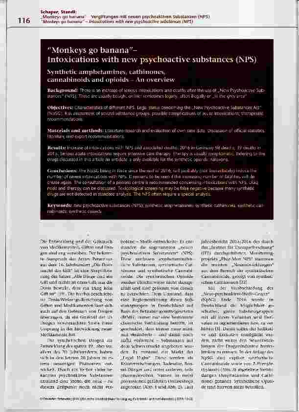 Vorschauseite 2: Monkeys go banana- Vergiftungen mit neuen psychoaktiven Substanzen (NPS)