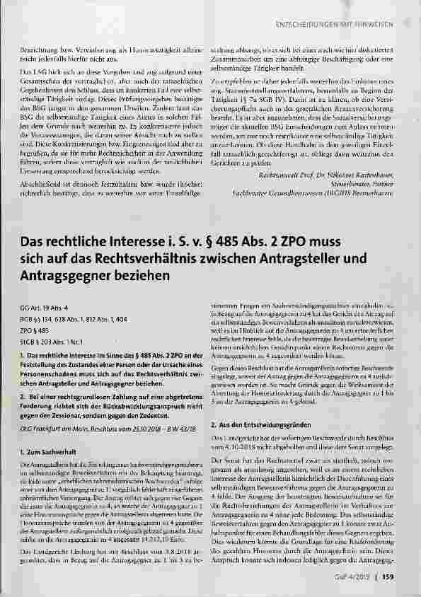 Vorschauseite 2: Die Selbstständigkeit des Arztes geht das Bayerische LSG einen anderen Weg als das BSG?