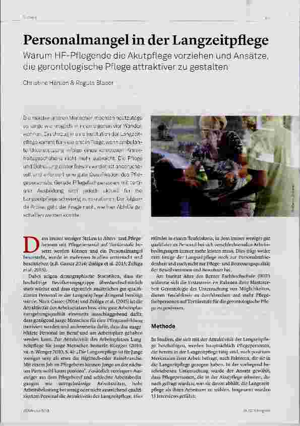 Vorschauseite 1: Personalmangel in der Langzeitpflege