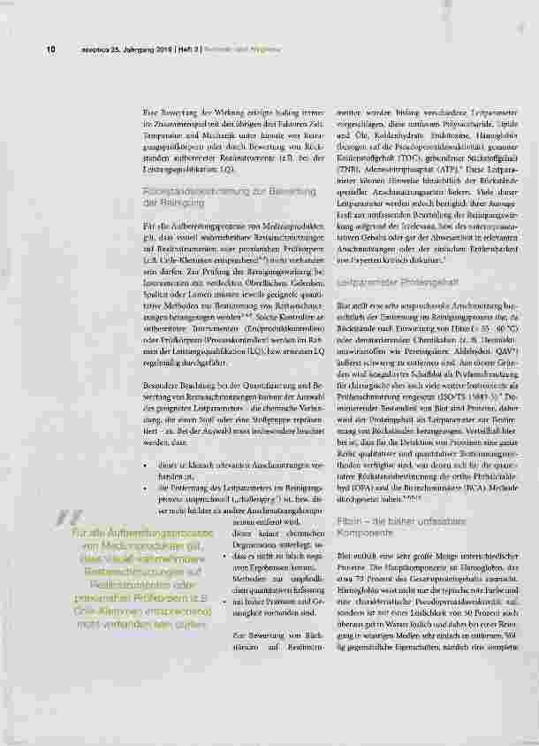 Vorschauseite 2: Reinigung, Reiniger, Prüfanschmutzung und Leitparameter - Fibrin erst jetzt gezähmt