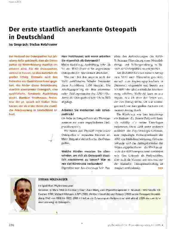 Vorschauseite 1: Der erste staatlich anerkannte Osteopath in Deutschland