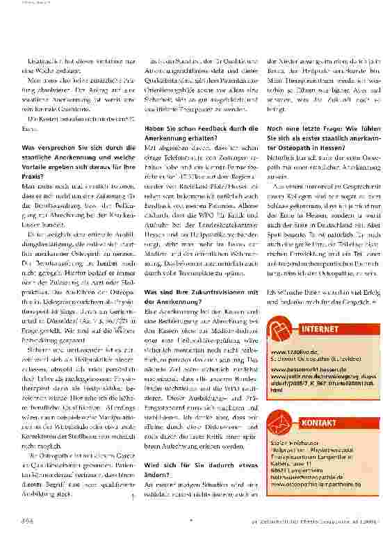 Vorschauseite 2: Der erste staatlich anerkannte Osteopath in Deutschland