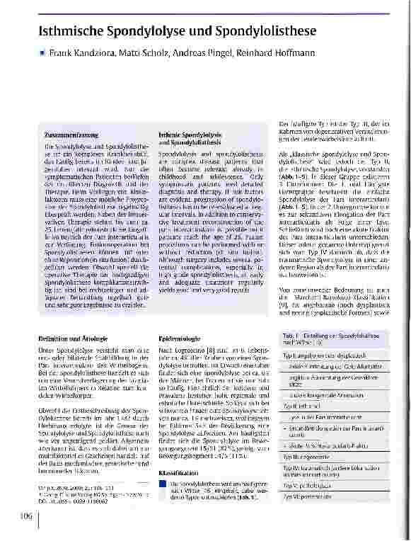 Vorschauseite 1: Isthmische Spondylolyse und Spondylolisthese