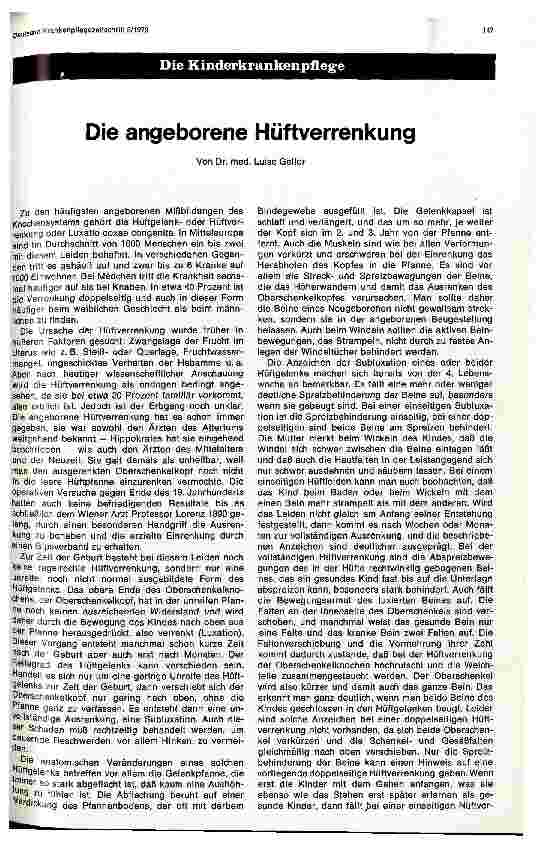 Vorschauseite 1: Die angeborene Hüftverrenkung