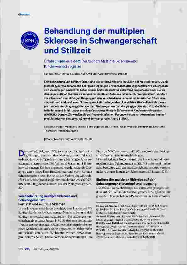 Vorschauseite 1: Behandlung der multiplen Sklerose in Schwangerschaft und Stillzeit
