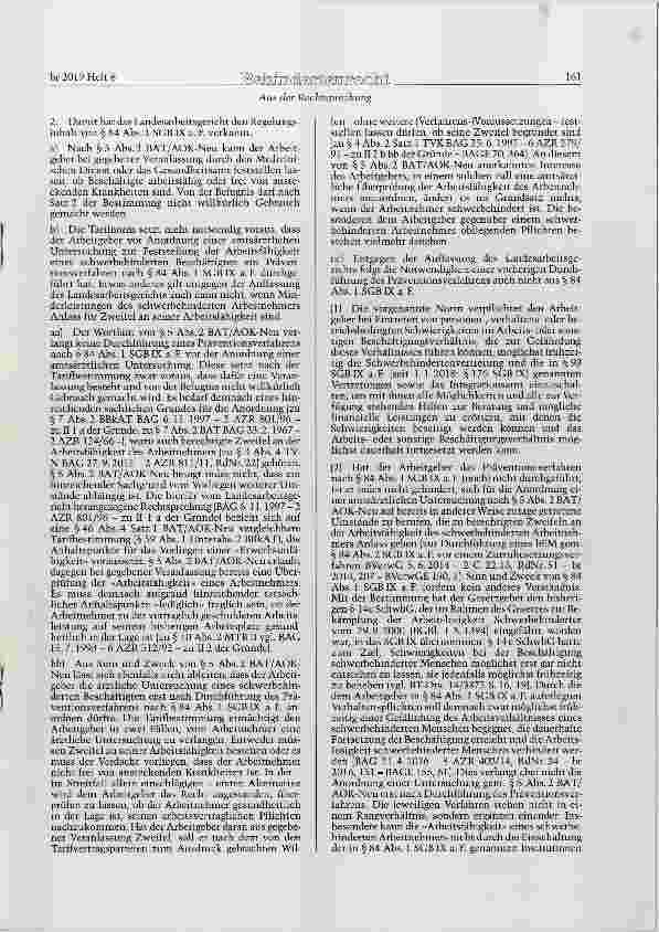 Vorschauseite 3: TVG § 1; BGB § 626 Abs. 1; SGB IX §§ 84 Abs. 1 und Abs. 2, 167 Abs. 1Außerordentliche Kündigung mit Auslauffrist - Verweigerung einer amtsärztlichen Untersuchung zur Feststellung…