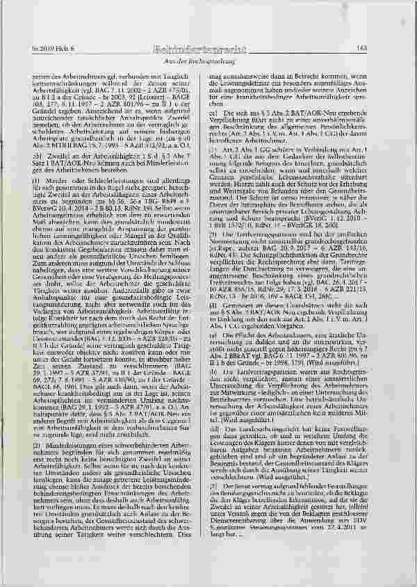 Vorschauseite 5: TVG § 1; BGB § 626 Abs. 1; SGB IX §§ 84 Abs. 1 und Abs. 2, 167 Abs. 1Außerordentliche Kündigung mit Auslauffrist - Verweigerung einer amtsärztlichen Untersuchung zur Feststellung…