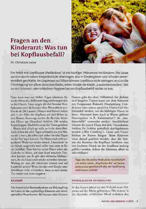 Vorschauseite 1: Fragen an den Kinderarzt: Was tun bei Kopflausbefall?
