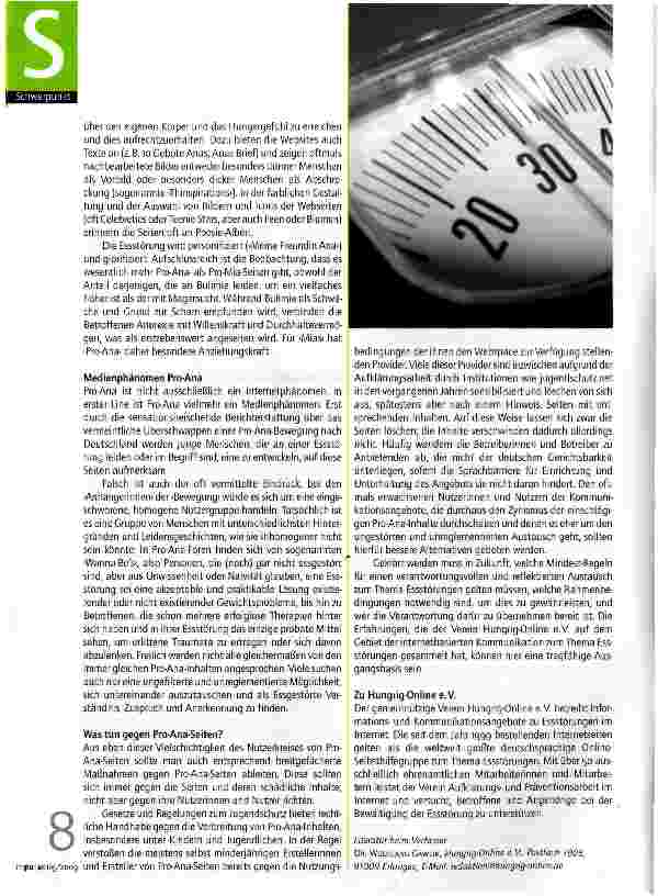 Vorschauseite 2: Essstörungen und Internet -Chancen und Risiken