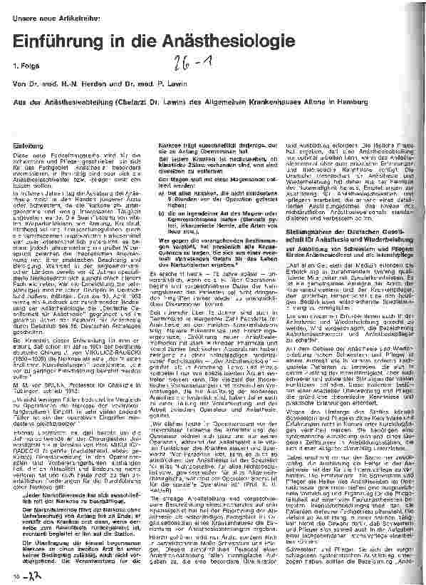 Vorschauseite 1: Einführung in die Anästhesie 1. Folge