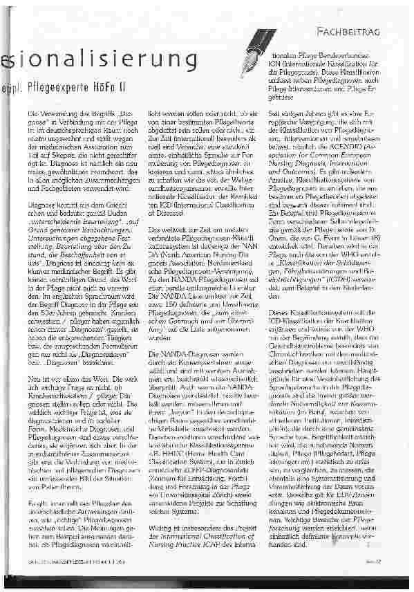 Vorschauseite 2: Pflegediagnosen und Professionalisierung