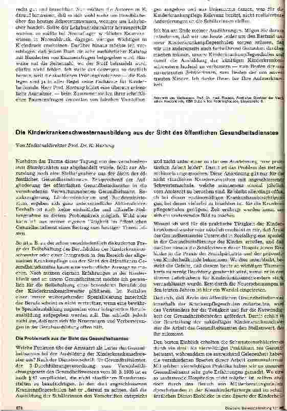 Vorschauseite 1: Die Kinderkrankenschwesterausbildung aus der Sicht des öffentlichen Gesundheitsdienstes