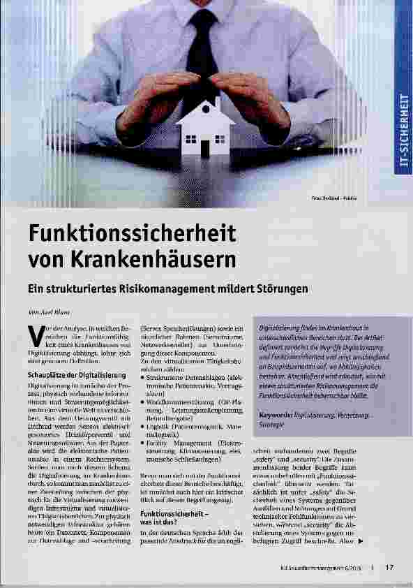 Vorschauseite 1: Funktionssicherheit von Krankenhäusern