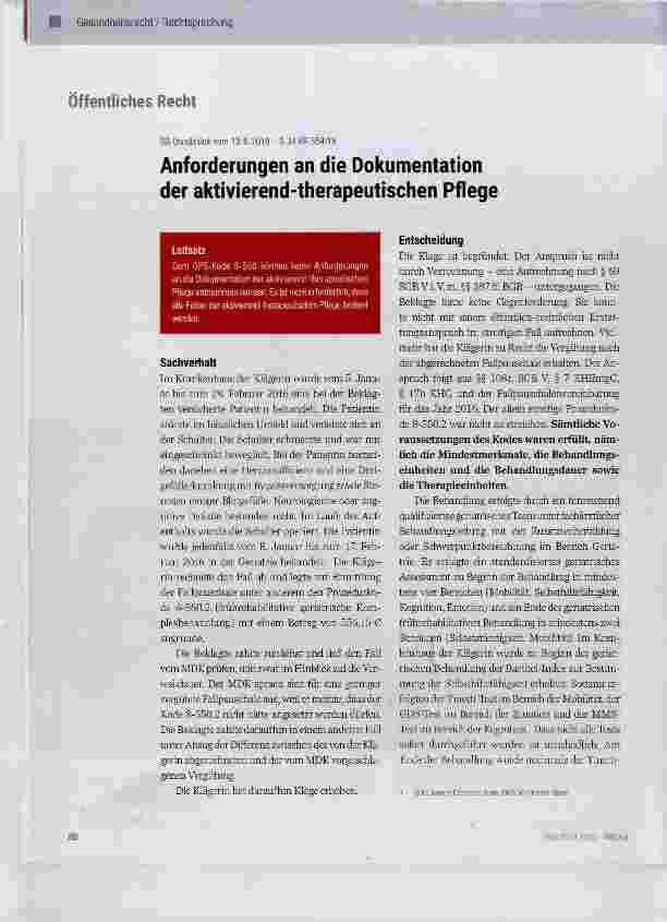 Vorschauseite 1: Anforderungen an die Dokumentation der aktivierend-therapeutischen Pflege