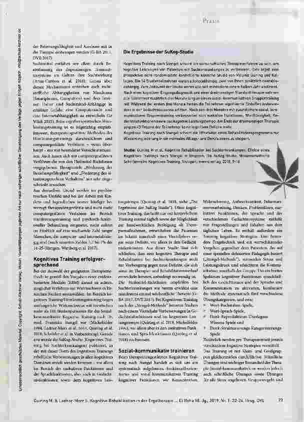Vorschauseite 2: Kognitive Leistungen von Suchterkrankten verbessern