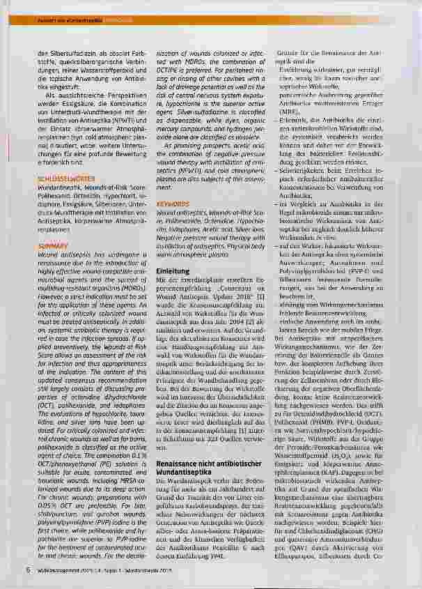 Vorschauseite 3: Auswahl von Wundantiseptika-Aktualisierung des Expertenkonsensus 2018
