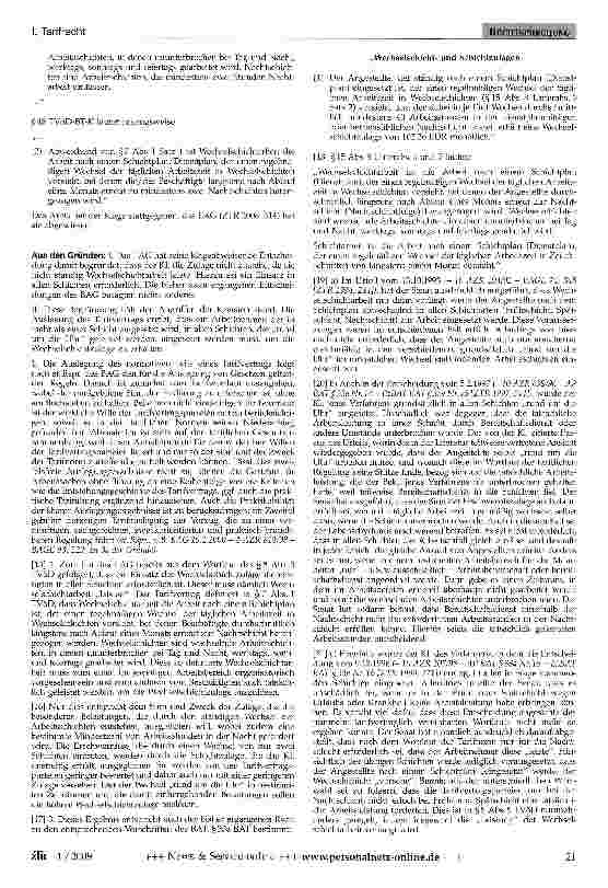 Vorschauseite 2: Wechselschichtzulage - Einsatz in allen Schichten