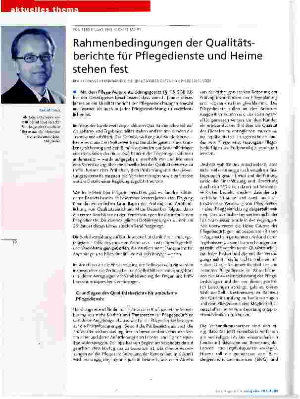 Vorschauseite 1: Rahmenbedingungen der Qualitätsberichte für Pflegedienste und Heime stehen fest