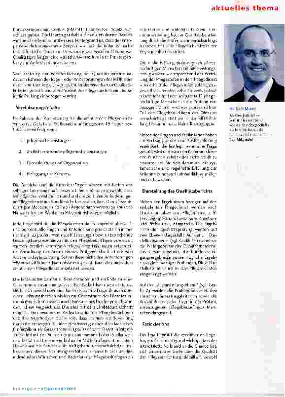 Vorschauseite 2: Rahmenbedingungen der Qualitätsberichte für Pflegedienste und Heime stehen fest