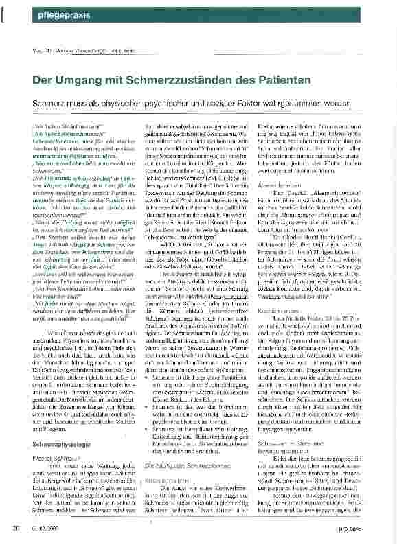 Vorschauseite 1: Der Umgang mit Schmerzzuständen des Patienten
