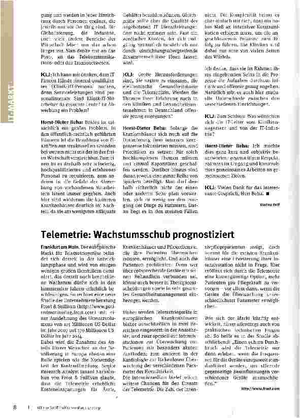 Vorschauseite 1: Telemetrie: Wachstumsschub prognostiziert