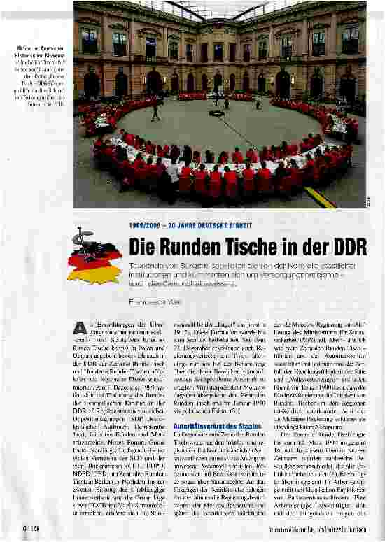 Vorschauseite 1: Die Runden Tische in der DDR