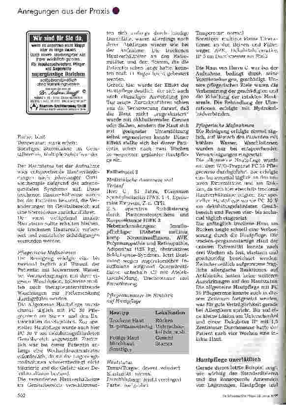 Vorschauseite 4: Wohlfühlen in unserer Haut Beobachtungen bei der Anwendung einer Wasser-in-Öl-Emulsion