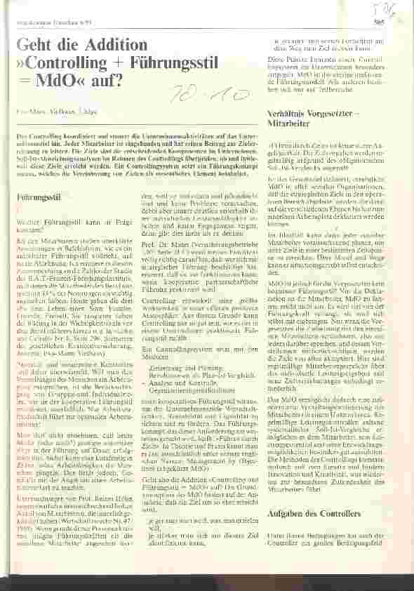 Vorschauseite 1: Geht die Addition Controlling + Führungsstil = MdO auf?
