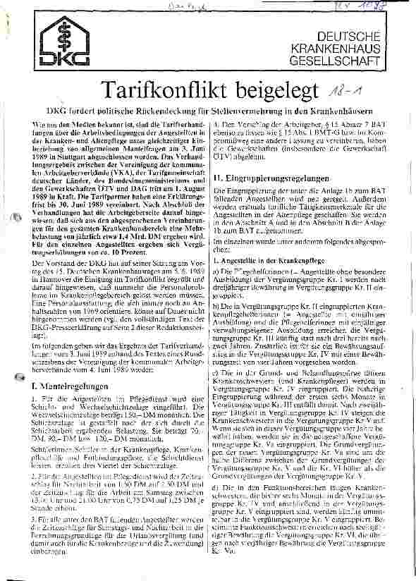 Vorschauseite 1: Tarifkonflikt beigelegt DKG fordert politische Rückendeckung für Stellenvermehrung