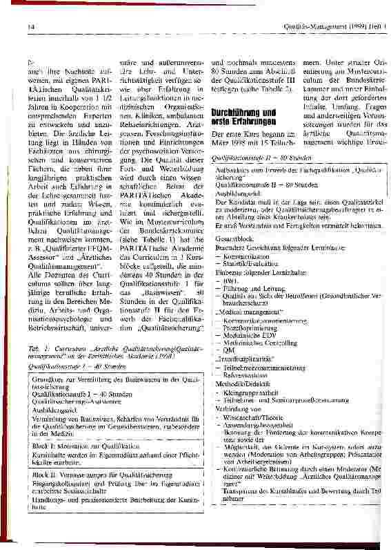 Vorschauseite 3: Curriculum Qualitätssicherung/Ärztliches Qualitätsmanagement an der PARITÄTischen Akademie in Frankfurt