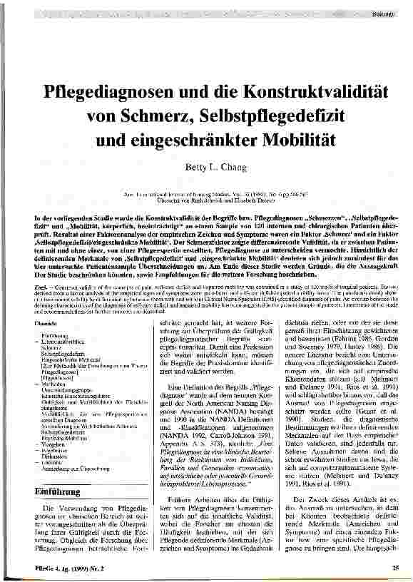 Vorschauseite 1: Pflegediagnosen und die Konstruktivität von Schmerz, Selbstpflegedefizit und eingeschränkter Mobilität