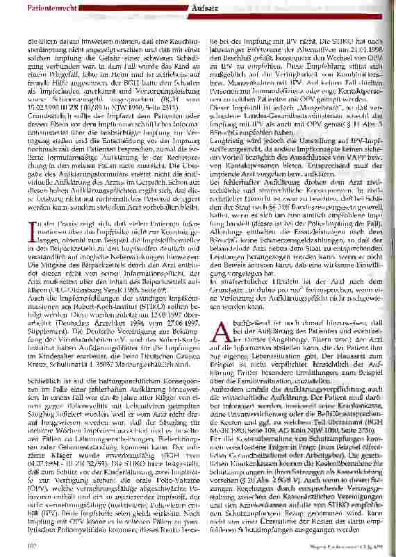 Vorschauseite 2: Ärztliche Aufklärung bei Schutzimpfungen