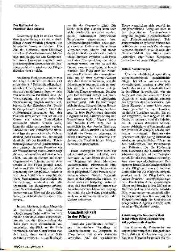 Vorschauseite 4: Ganzheitlichkeit in der Pflege - unerreicht, da unerreichbar?
