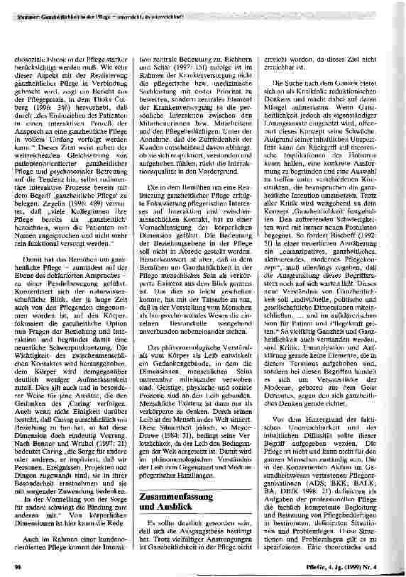 Vorschauseite 5: Ganzheitlichkeit in der Pflege - unerreicht, da unerreichbar?