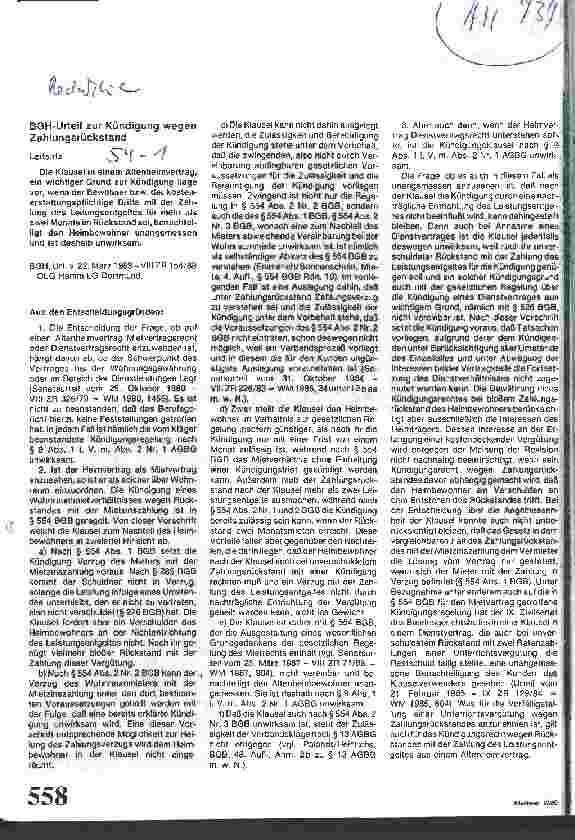 Vorschauseite 1: BGH-Urteil zur Kündigung wegen Zahlungsrückstand