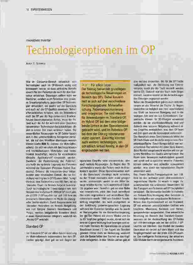 Vorschauseite 1: Technologieoptionen im OP
