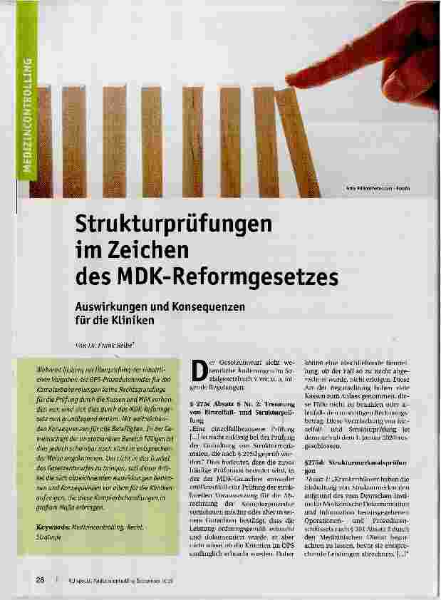 Vorschauseite 1: Strukturprüfungen Im Zeichen des MDK-Reformgesetzes