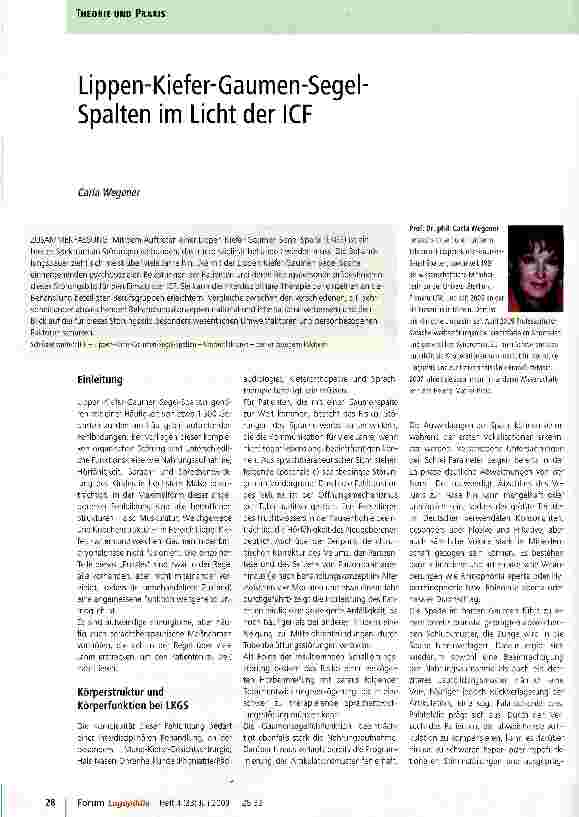 Vorschauseite 1: Lippen-Kiefer-Gaumen-Segel Spalten im Licht der ICF