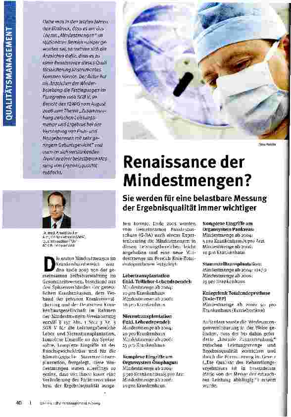 Vorschauseite 1: Renaissance der Mindestmengen?