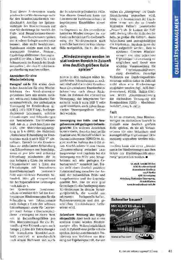 Vorschauseite 2: Renaissance der Mindestmengen?