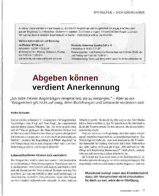 Vorschauseite 1: Abgeben können verdient Anerkennung