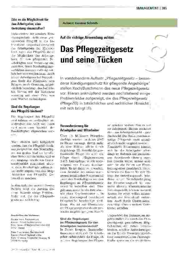 Vorschauseite 3: Besonderer Kündigungsschutz für pflegende Angehörige