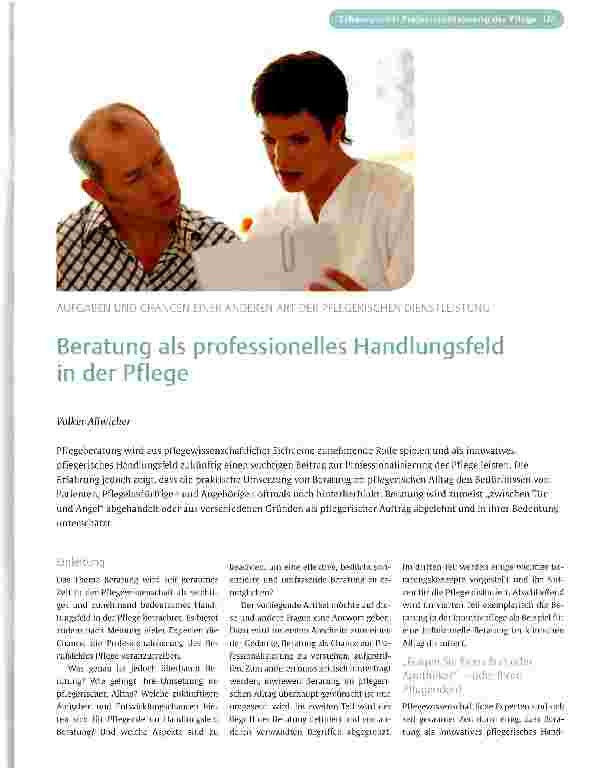 Vorschauseite 1: Beratung als professionelles Handlungsfeld in der Pflege