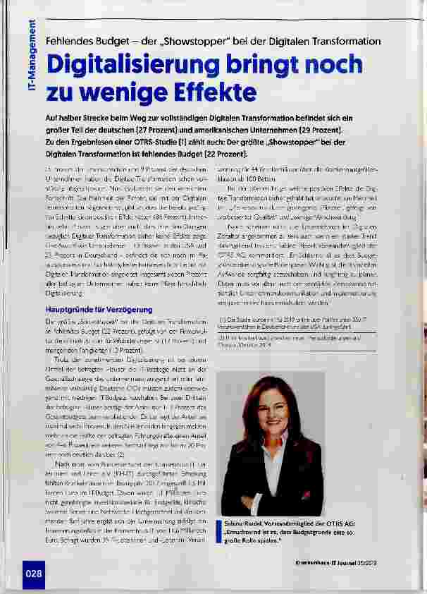 Vorschauseite 1: Digitalisierung bringt noch - zu wenige Effekte