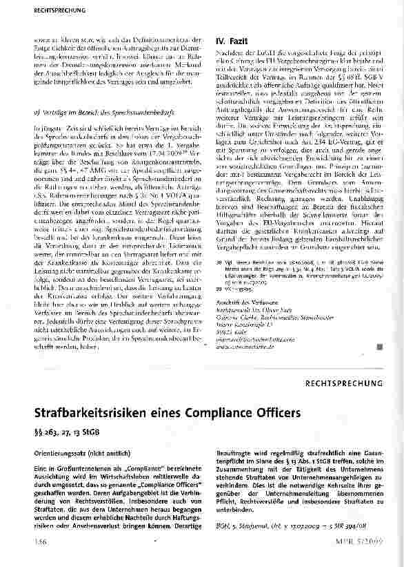 Vorschauseite 1: Strafbarkeitsrisiken eines Compliance Officers